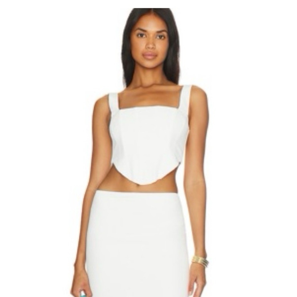 Sabo Skirt White Square Neck Corset Crop Top